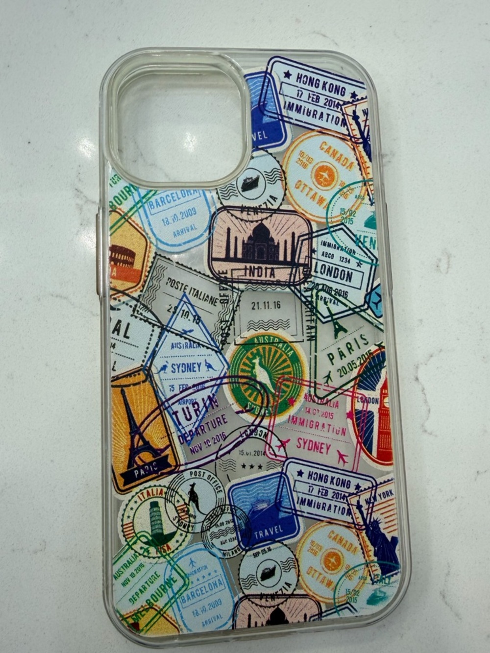 Clear Passport Stamps Travel iPhone Case for iPhone 15